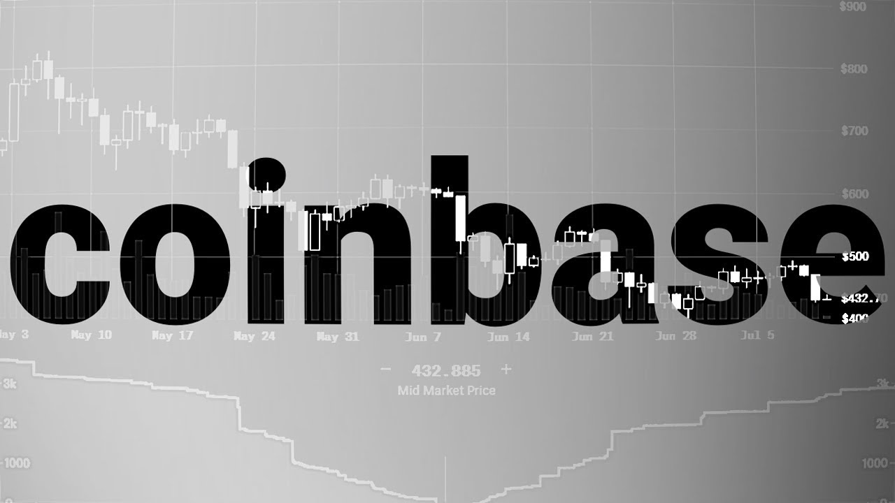 concept art: the word “coinbase” in black font on a gray background with diagrams and numbers