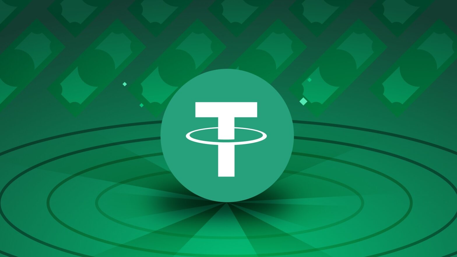 USDT logo on green background