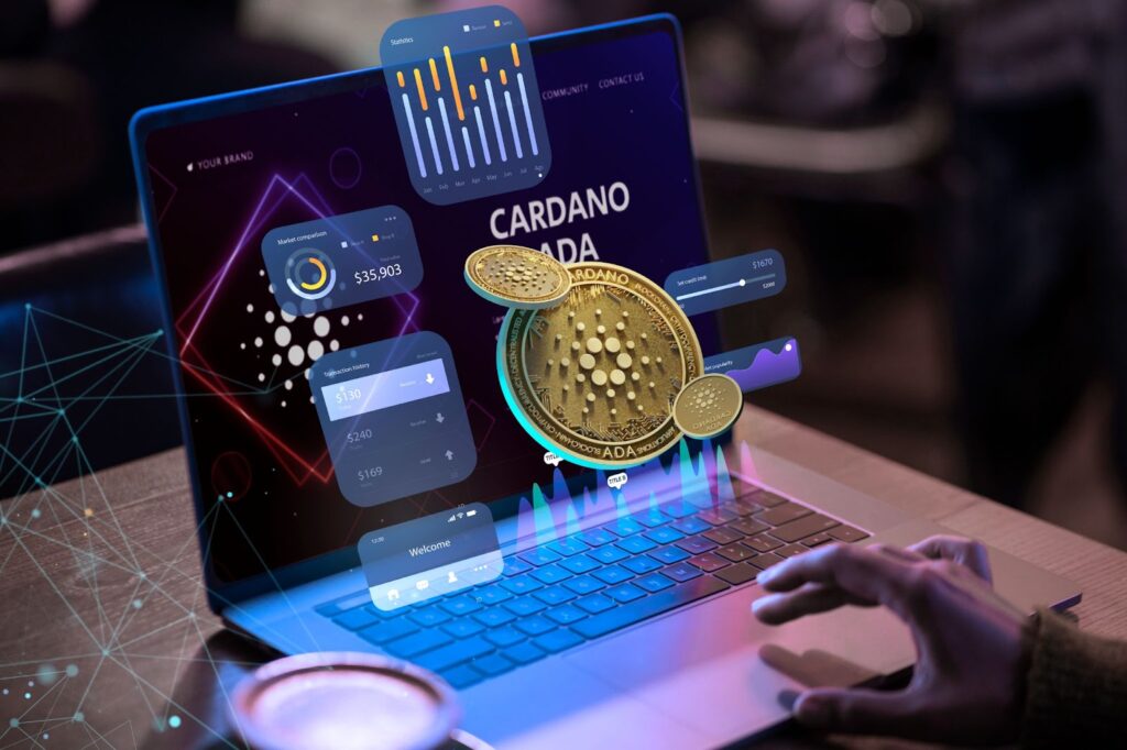 Cardano blockchain platform on laptop