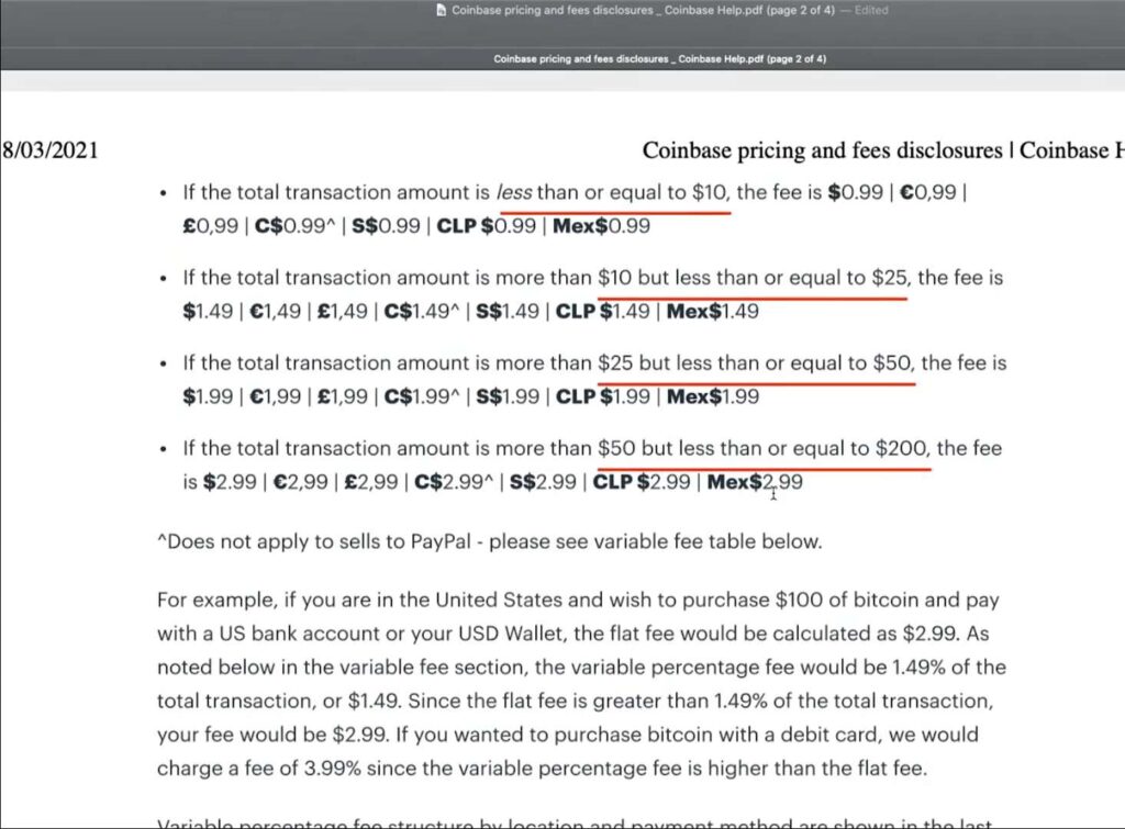 Information about Coinbase pricing and fees