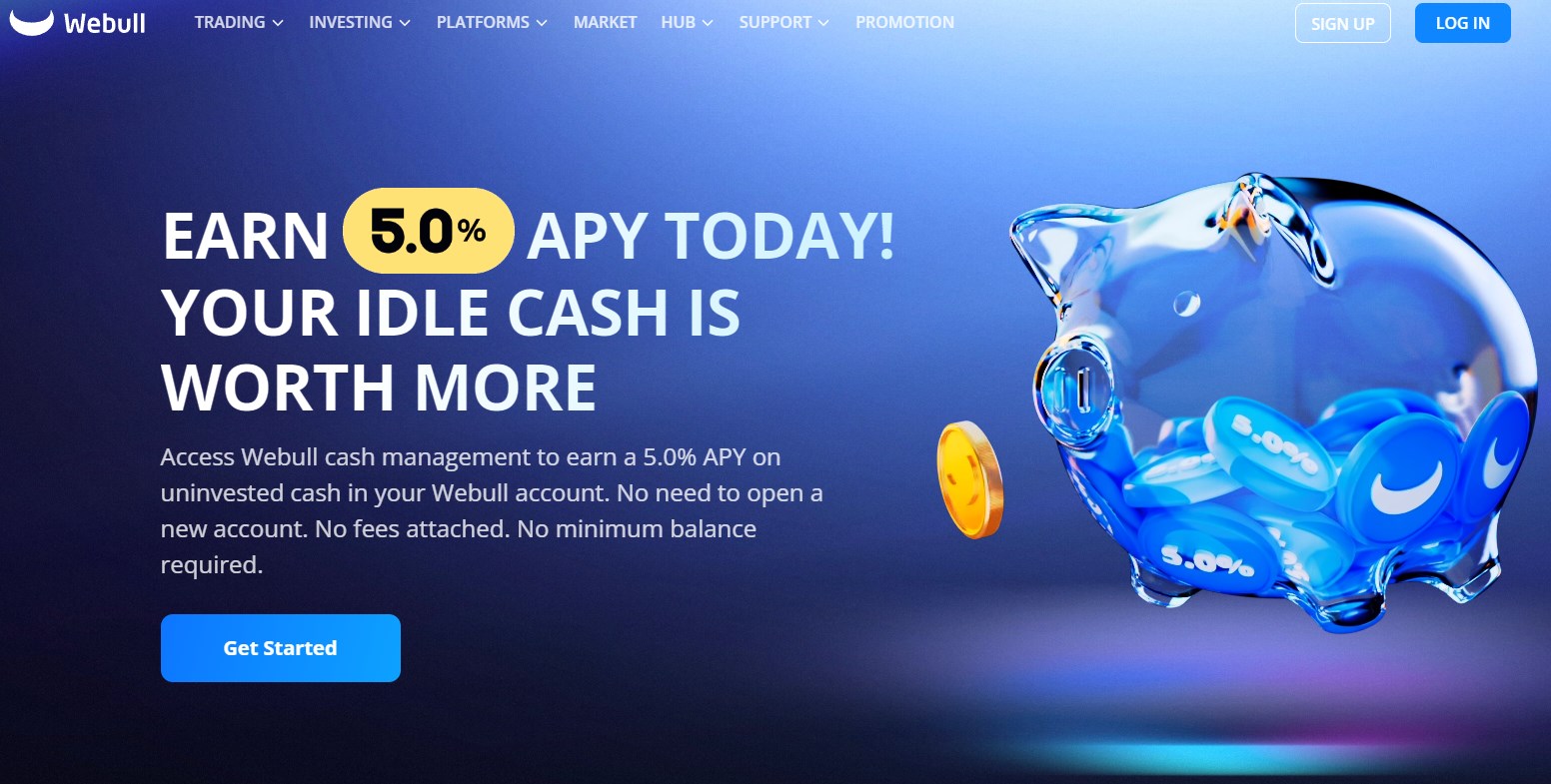 Webull website homepage